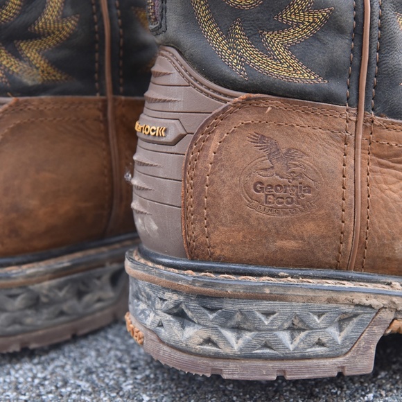 Georgia Boot Carbo-Tec 11" Steel Toe Pull on Cowboy Work boot Zipper Mens 8W - Picture 2 of 11